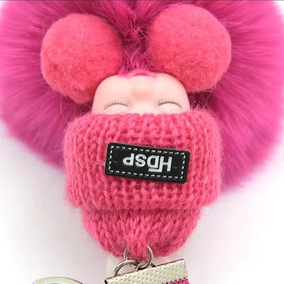 Pink Fluffy Keychain Accessory - Picture 4 of 6
